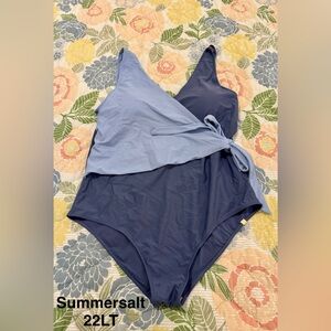Summersalt Blue Wrap One Piece Swimsuit